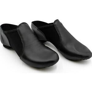 NWT Capezio EJ2 Black Leather Slip-On Jazz Shoes Size M